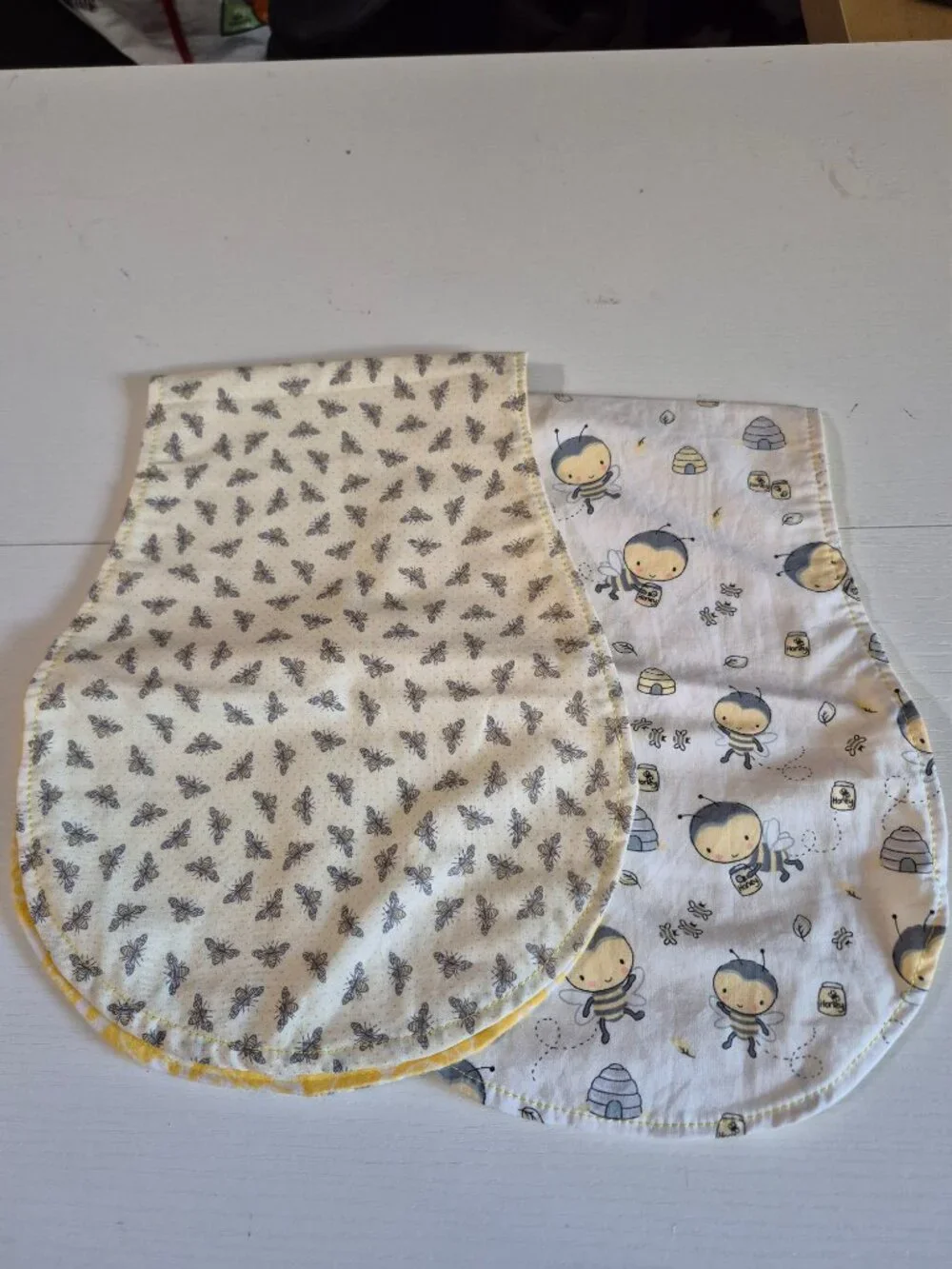 Bumblebee Burp Cloth 2 Pack | Handmade Yellow Flannel Contoured Baby Set